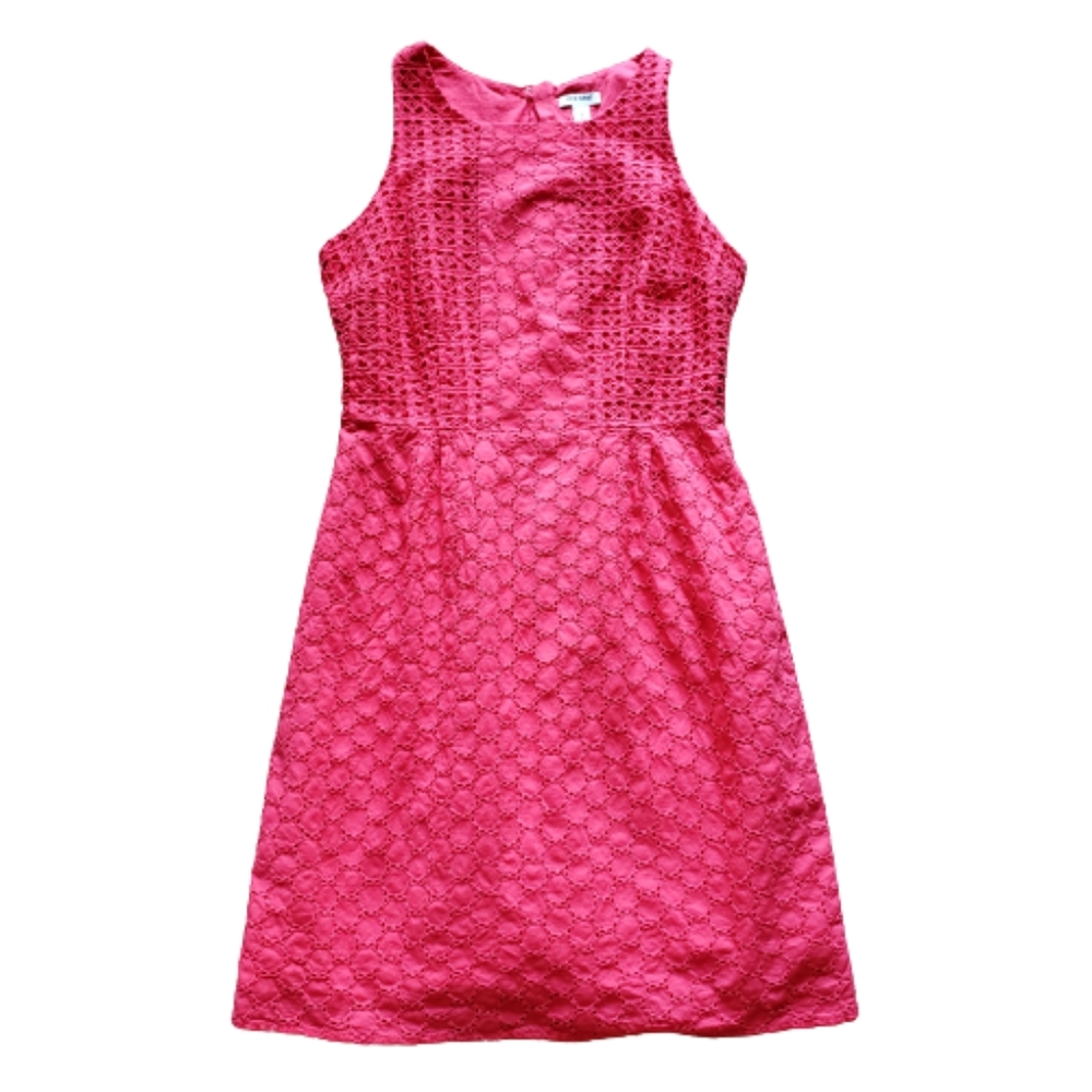 Old Navy Pink Coral Eyelet Fit Flare Dress Cotton Lined Sleeveless Size 6